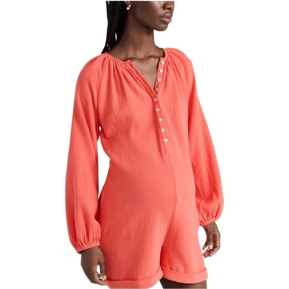 NWT HATCH Long Sleeve Coral Maternity Romper Sz L - Picture 2 of 7